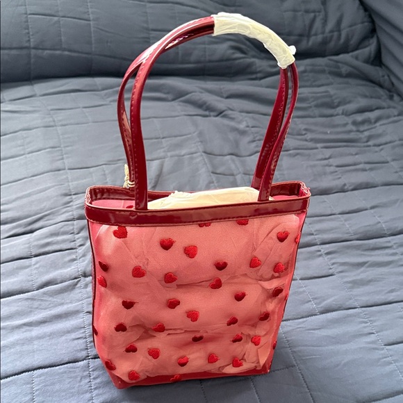 Heart Patterned Pink Tote Bag - Picture 2 of 3